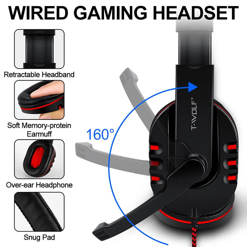 Thunder Wolf T800 gaming keyboard and mouse set with headset and mouse pad showing RGB lighting effects