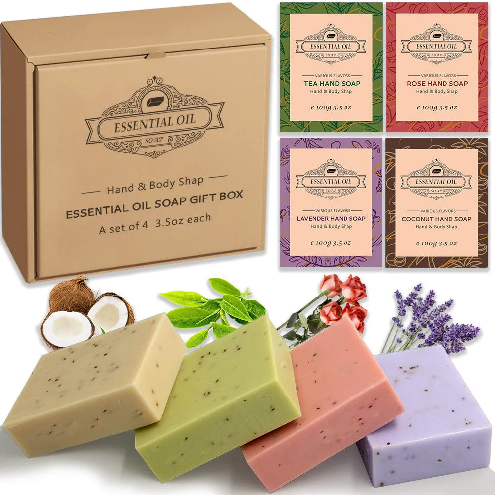 Handmade essential oil soap bar with frosted texture in 100g size for bathing and cleansing