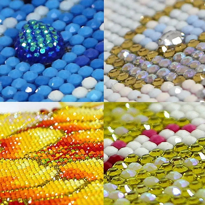 30x30cm frameless canvas diamond painting sticker with animal pattern, showing resin diamonds on a printed canvas base