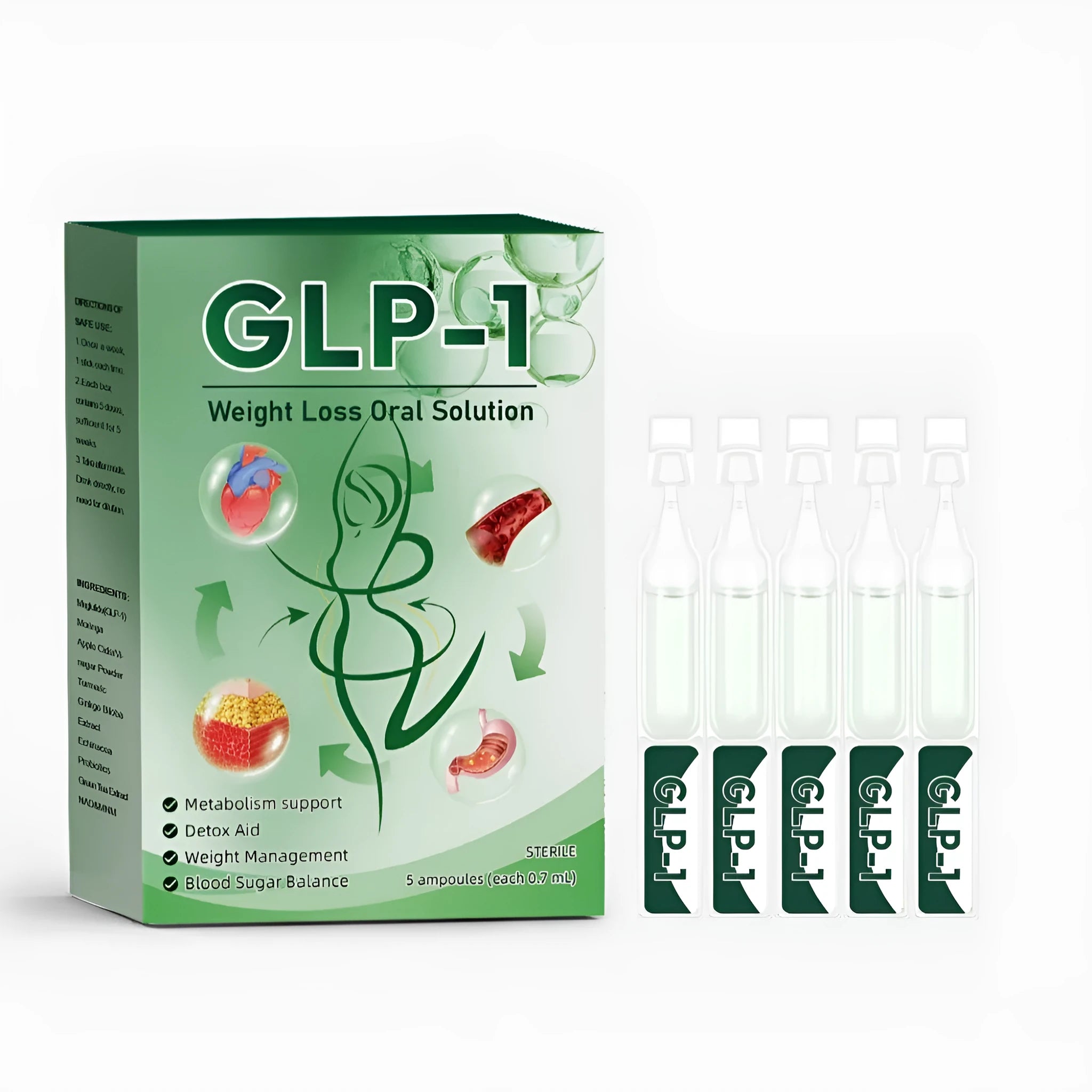 Body shaping product kit for small belly reduction with 5 care drops