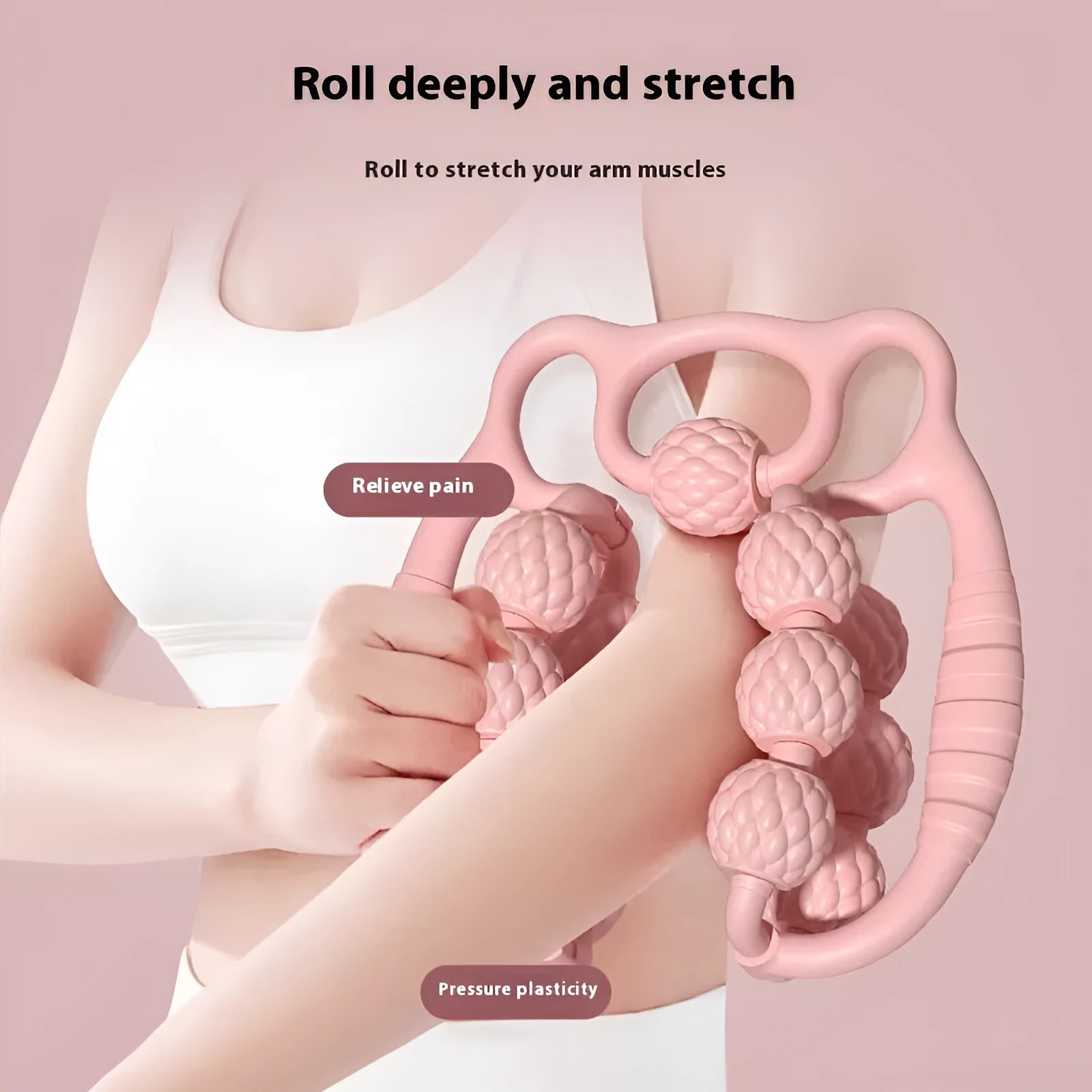 Bear double row ring clip leg massager with 10 three-rounds massage heads in autumn cherry pink colour