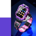 Green children's smartwatch with GPS positioning and camera on silicone wristband