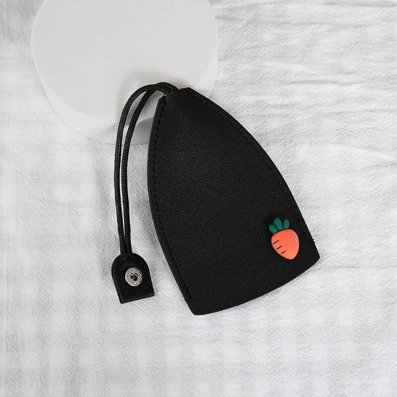 Colourful cartoon PU leather pull-out key case for car keys, shown open and closed