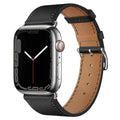 Creative Men's Leather Watch Strap for Apple Watch, Genuine Leather Band with Protective Case and Water Condensation Film, Available in Multiple Colours and Sizes 38mm to 49mm, Black, Brown, Navy Blue, Orange Options