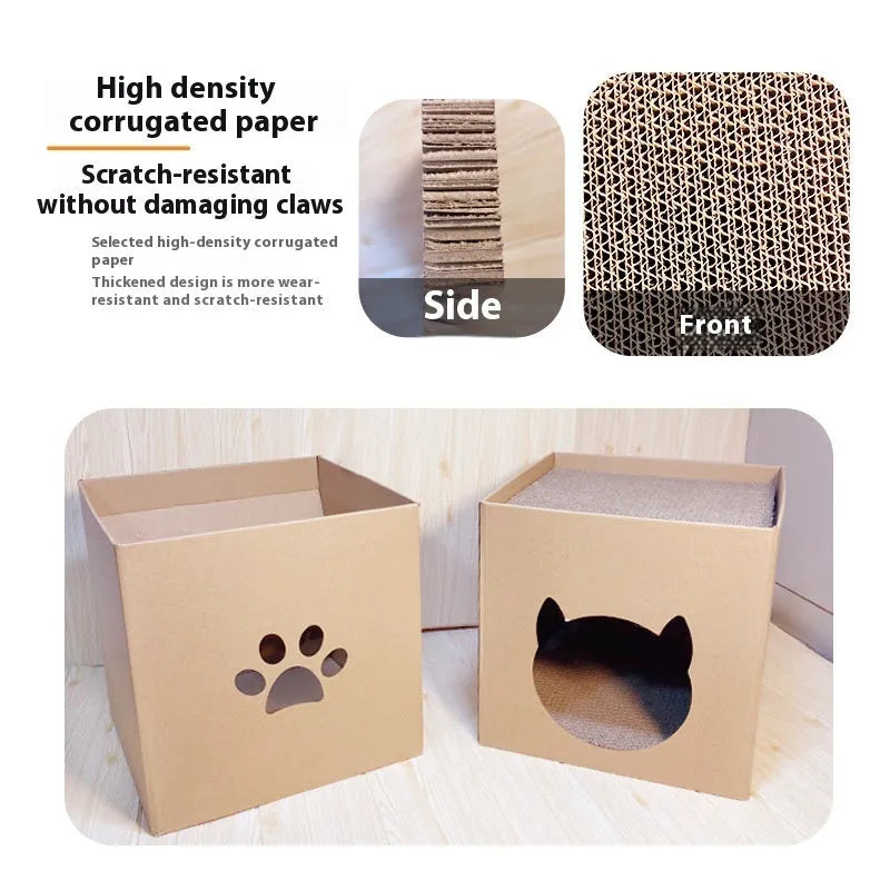 30cm corrugated paper vertical cat scratch board with pet milk carton design and box house accessory