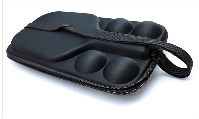 Black EVA foam pickleball equipment case with two padded shoulder straps, showing size.