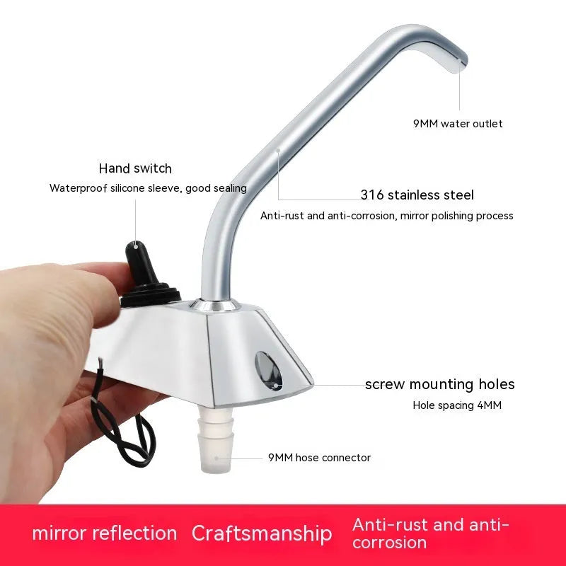 316 stainless steel RV faucet with electronic control and rotating spout