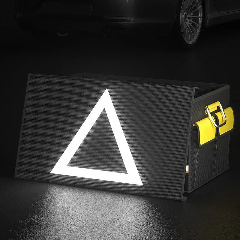 Black and yellow foldable car boot storage organiser bag with handle