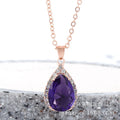 Women's rose gold rhinestone water drop necklace in pink colour with geometric design