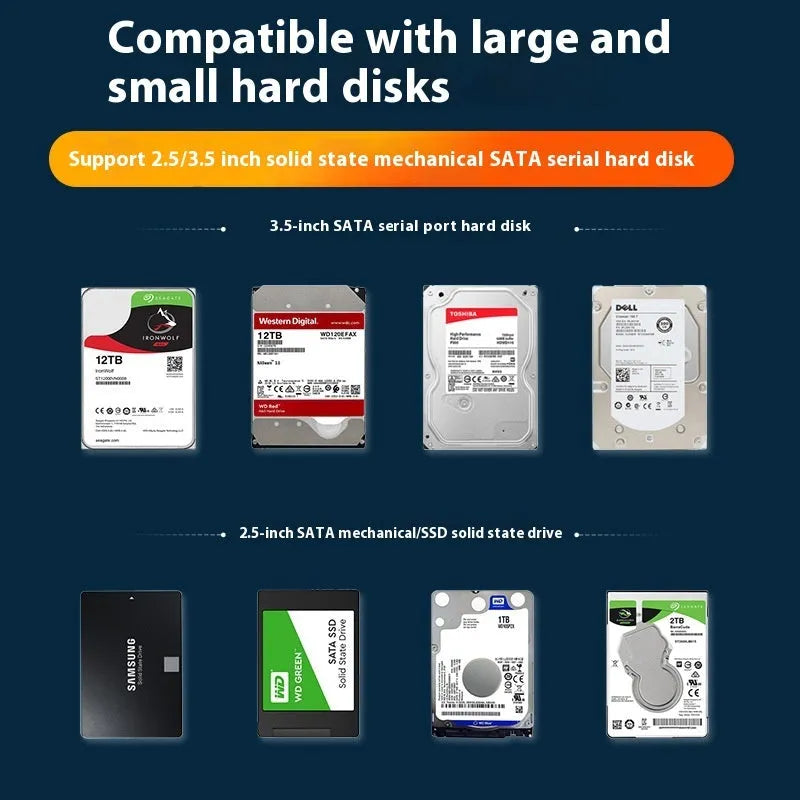 USB 3.0 to SATA hard drive enclosure for 3.5-inch drives with power supply and slide cover