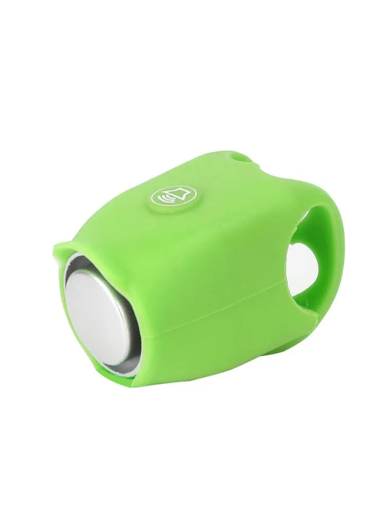 Bicycle electronic horn in plastic casing with 100dB alarm, measuring 12.5cm