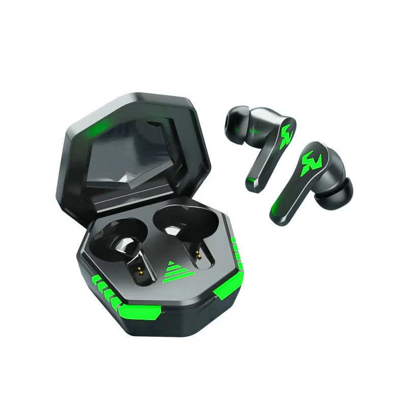 Wireless Bluetooth in-ear earphones in black colour options with digital display showing connection status