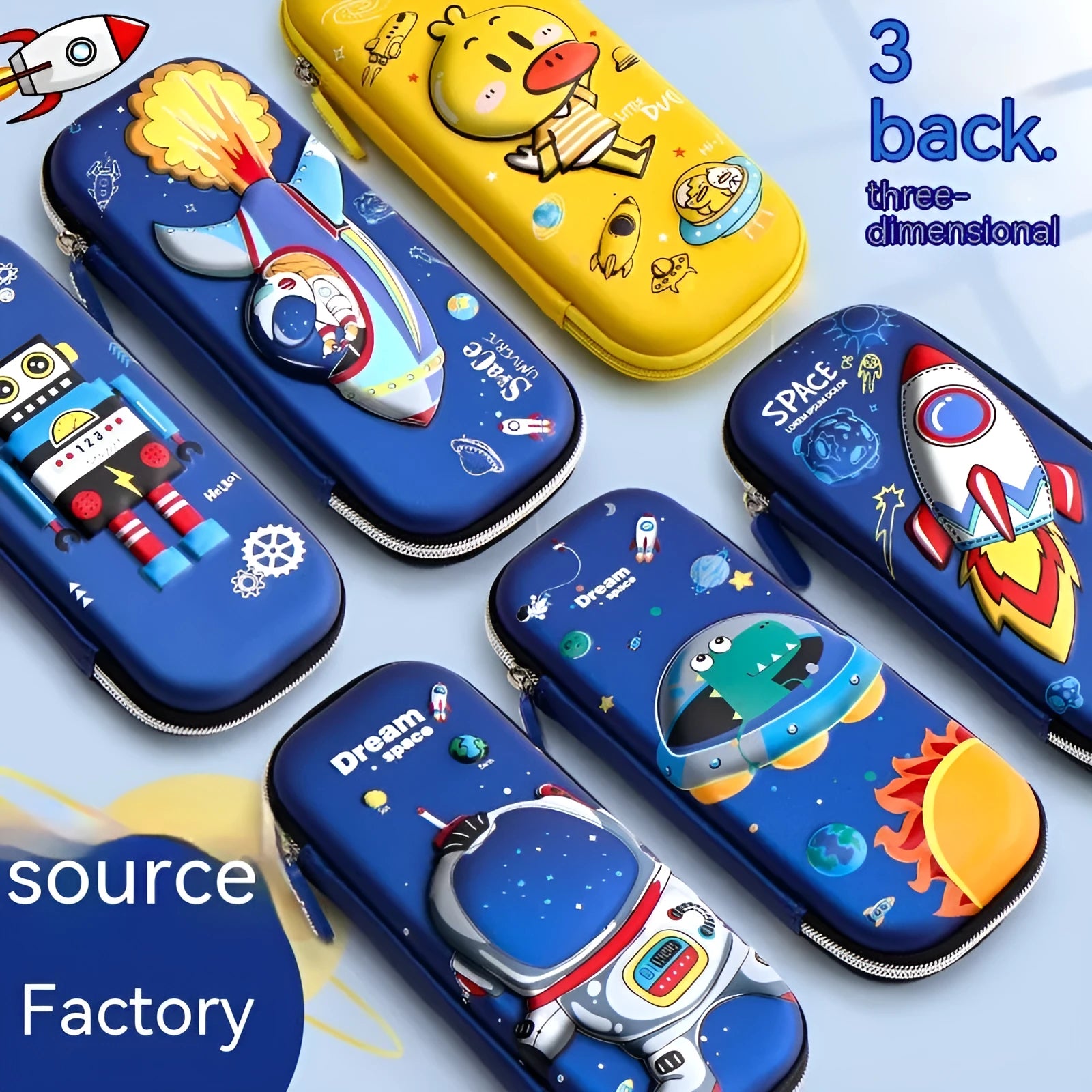 Three-dimensional cartoon EVA pencil case in astronaut design with large capacity for school children