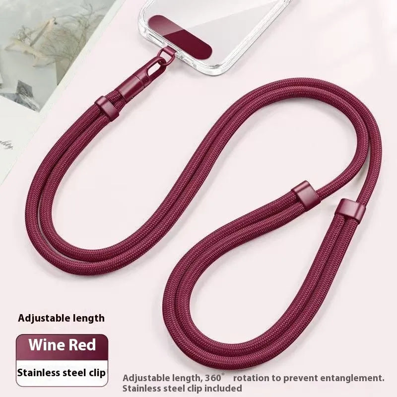 Adjustable short polyester mobile phone lanyard with anti-theft clip in nine colours