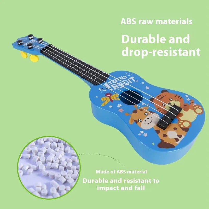 Children's plastic ukulele toy in yellow, 42cm long, for ages 4-6