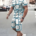 Grey sports two-piece set with short-sleeved T-shirt and shorts on a hanger