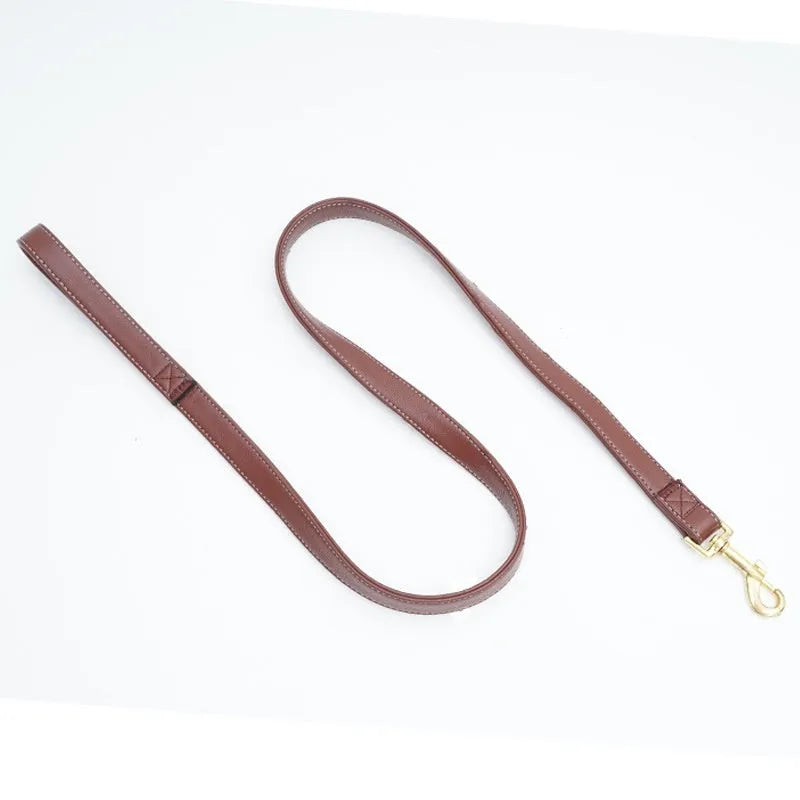 Black PU leather dog traction belt showing length measurement options for secure canine control