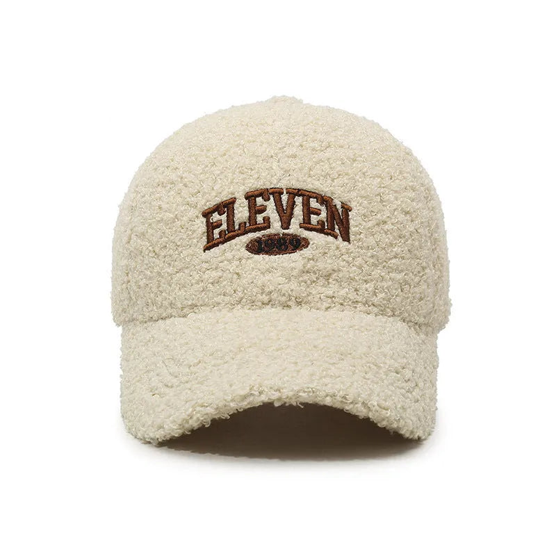 Winter lambskin baseball cap with dome crown in adjustable size showing colour options