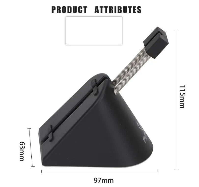 Black and white ABS plastic mouse cable holder for desktop wire management.