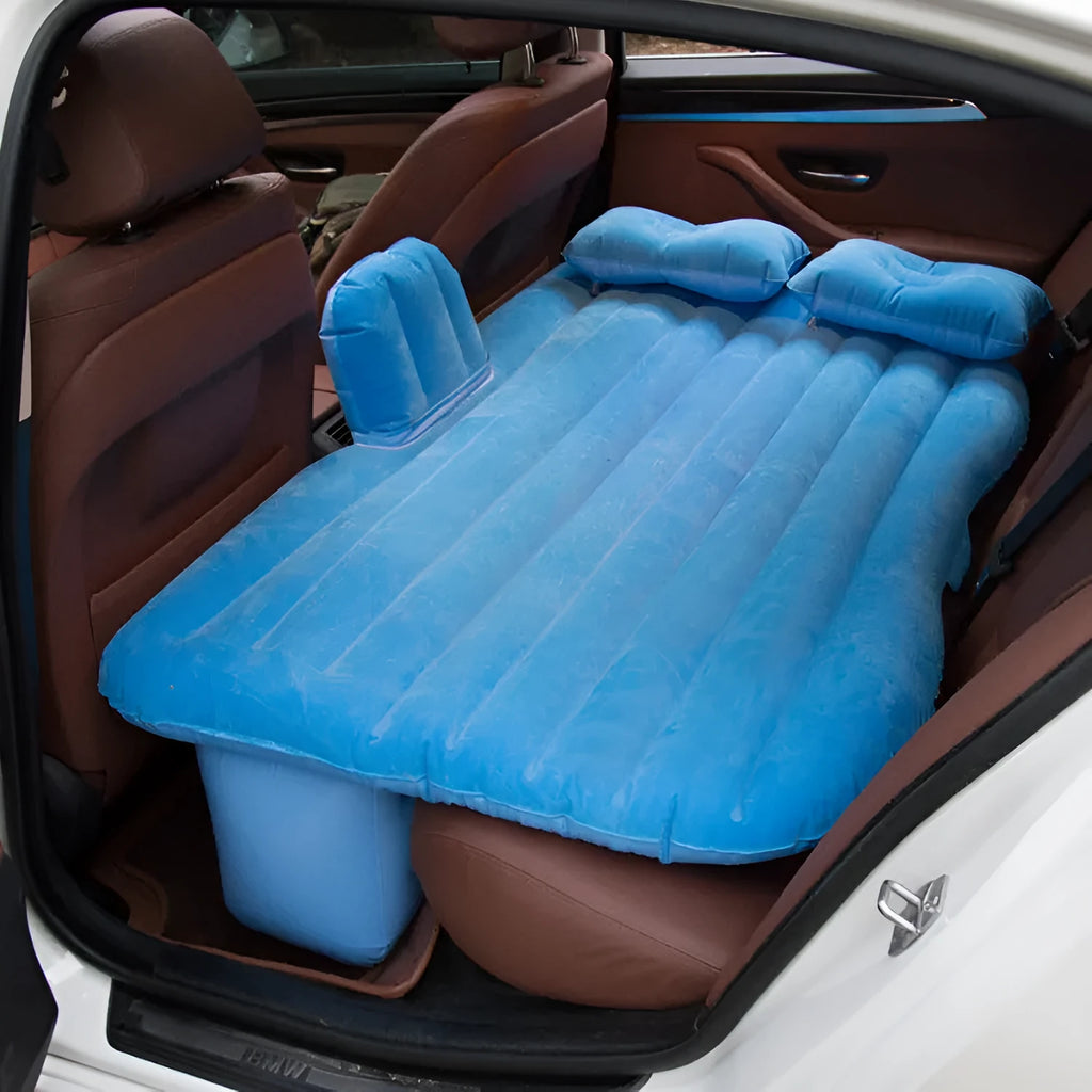 Car rear inflatable bed 135cm PVC flocking automatic inflation for SUV MPV beige colour with pillows