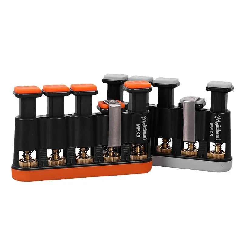 Grey and orange non-slip silicone finger trainer for hand strength exercises