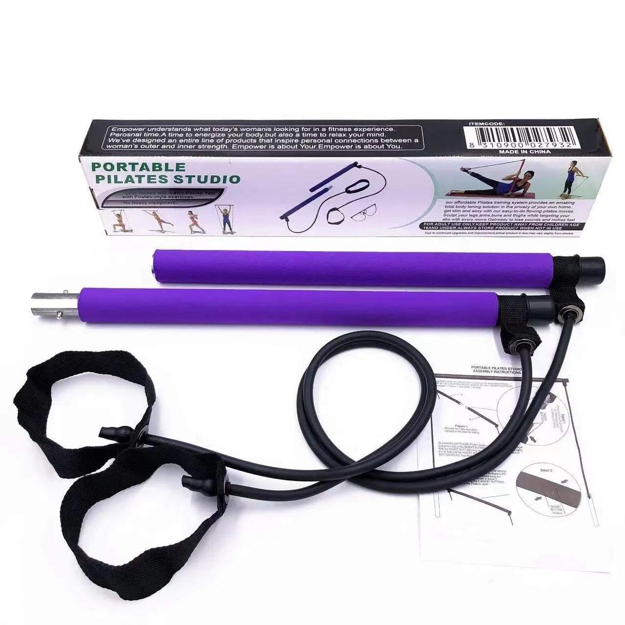 Fitness hip training pulling rope with adjustable resistance settings in purple bubble bag packaging