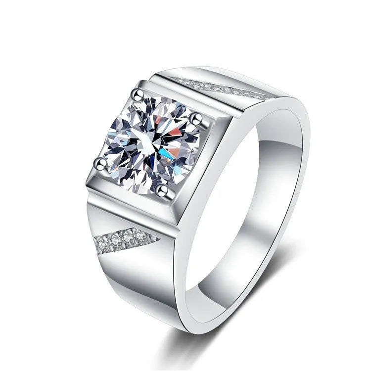 Men's square diamond ring with adjustable copper band in gold and platinum colour options