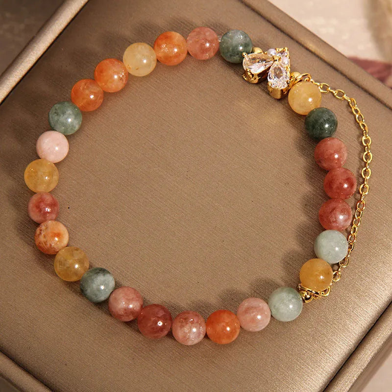 Fu Lu Shou crystal women's bracelet with V-shaped zircon charms in cartoon style