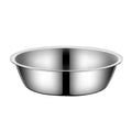 Stainless steel pet food bowl for dogs and cats with non-slip base in various sizes.