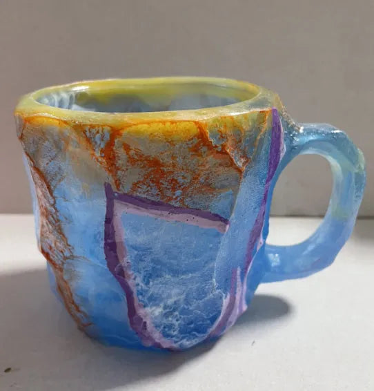 400ml resin mineral crystal coffee mug with handle in multiple colour options