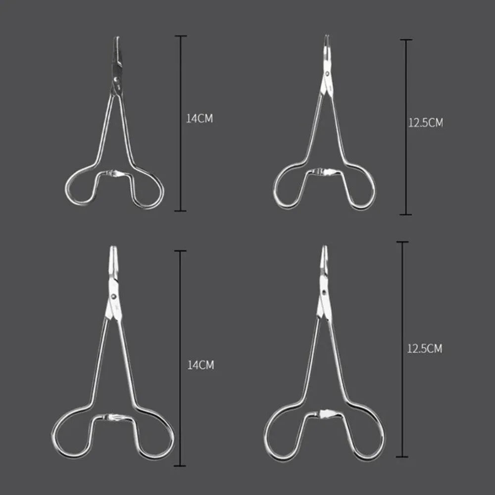 Stainless steel pet grooming tweezers with curved tip for ear cleaning and hair removal