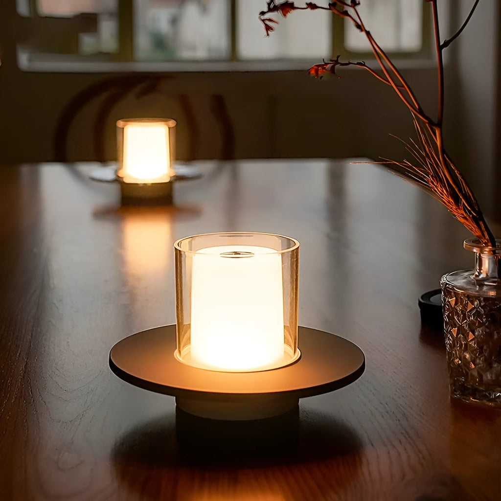 Gold bar table lamp with electroplated finish, 1W LED, and touch dimming on a tabletop