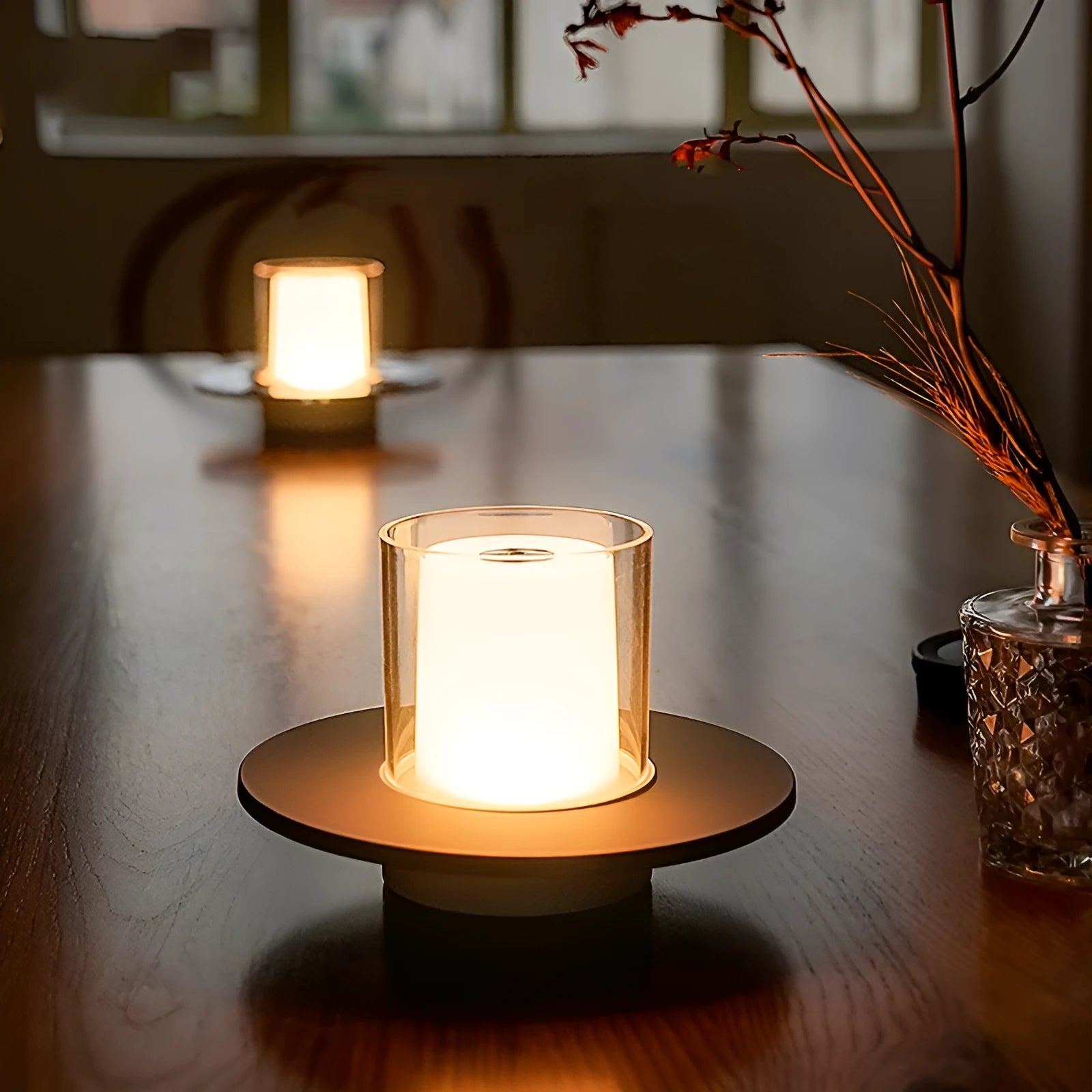 Gold bar table lamp with electroplated finish, 1W LED, and touch dimming on a tabletop