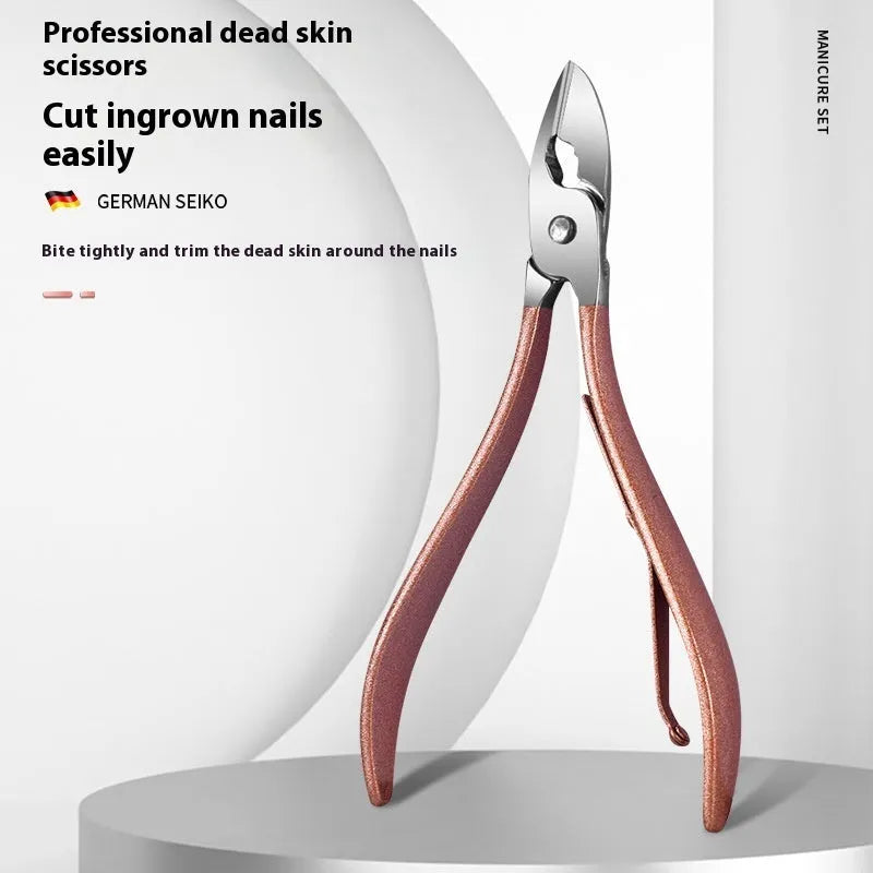 30-piece stainless steel nail tool set showing clippers, files, and pushers in a case.