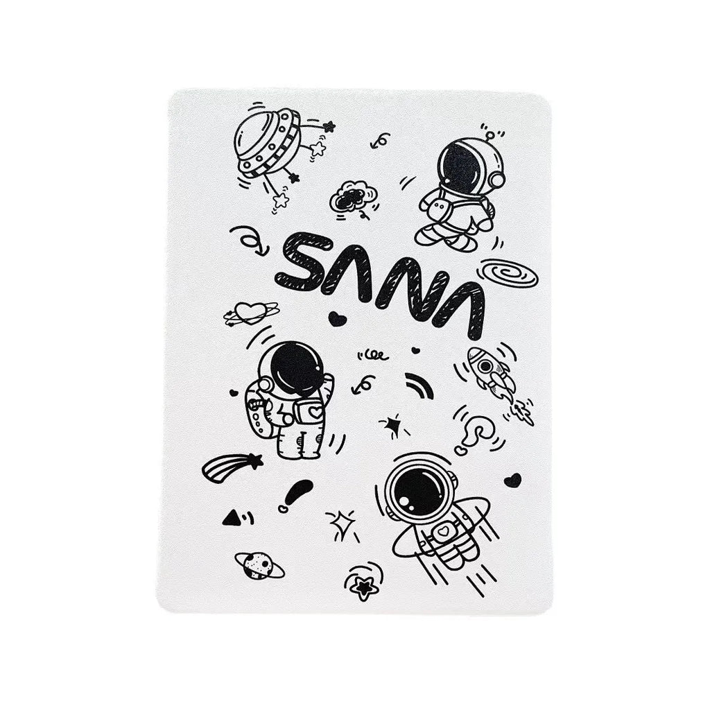 iPad transparent frosted protective cover with clamshell design and pen slot in black and white colour options