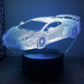 Car-shaped bedside lamp with USB and remote control in modern design