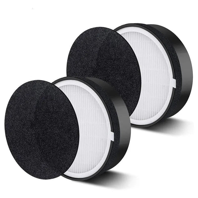 Levoit LV-H132 air purifier replacement filter set with white HEPA screen and grey activated carbon layer.