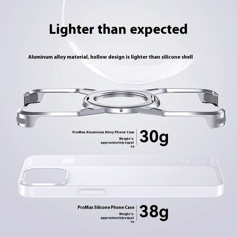 Rotary magnetic adhesive bracket hollow aluminium alloy phone case for iPhone 16 Pro Max in Deep Space Gray