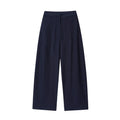 Women's linen-blend two-piece clothing set with a flounce-sleeve top and wide-leg trousers.