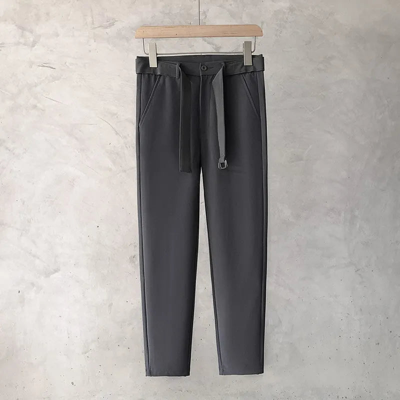 Boys slim straight wool blend trousers in neutral colours with tapered leg design