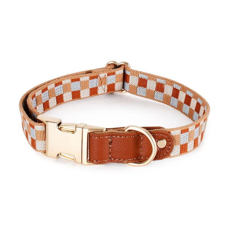I-shaped pet chest harness traction rope set with collar and 150cm rope in leather rib fibre