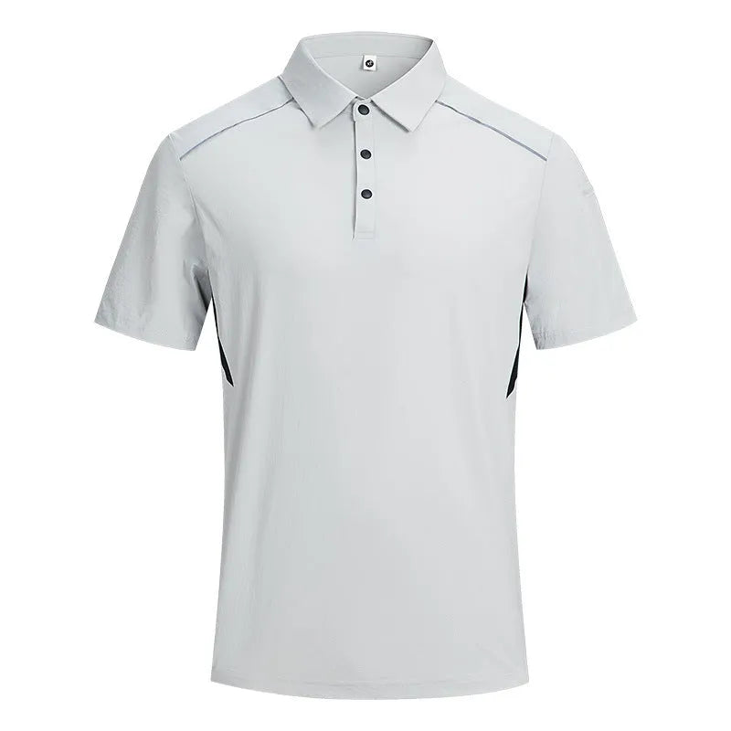 Men's ice feeling quick-dry work shirt in chemical fibre blend fabric, short sleeves, available in three colours