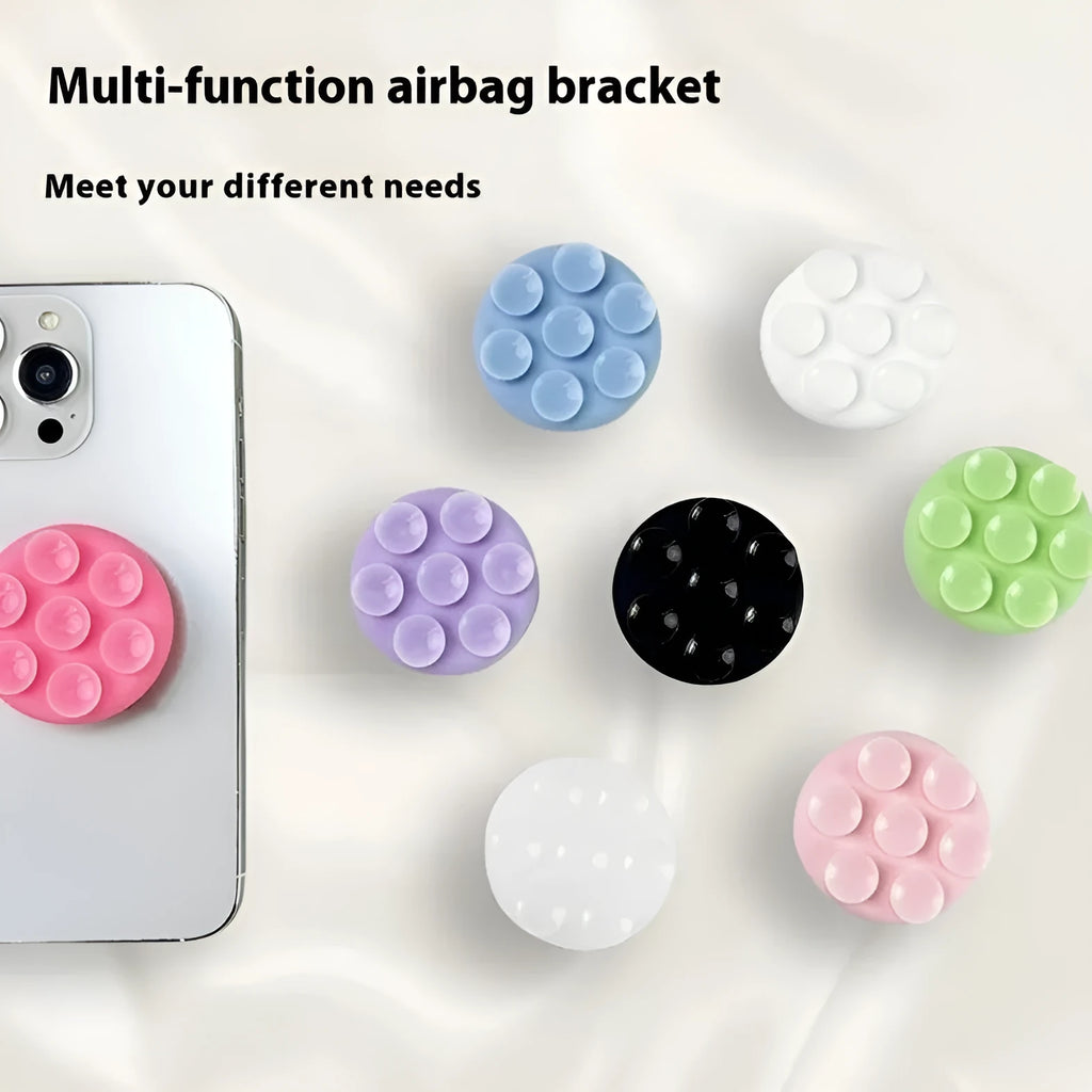 Mobile phone airbag bracket in pink silicone, detachable and foldable, 46mm diameter suction cup