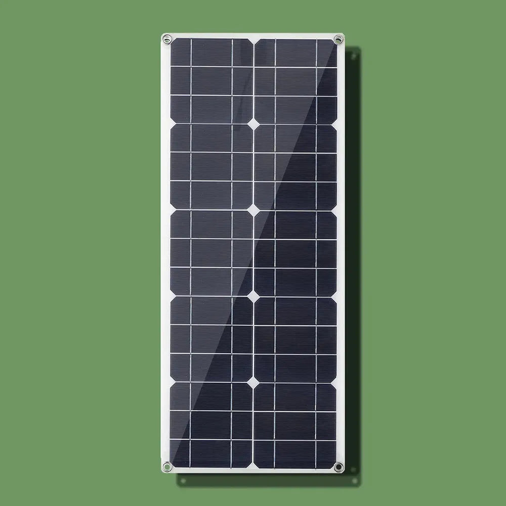 30W semi-flexible solar panel for outdoor USB charging and automotive battery power