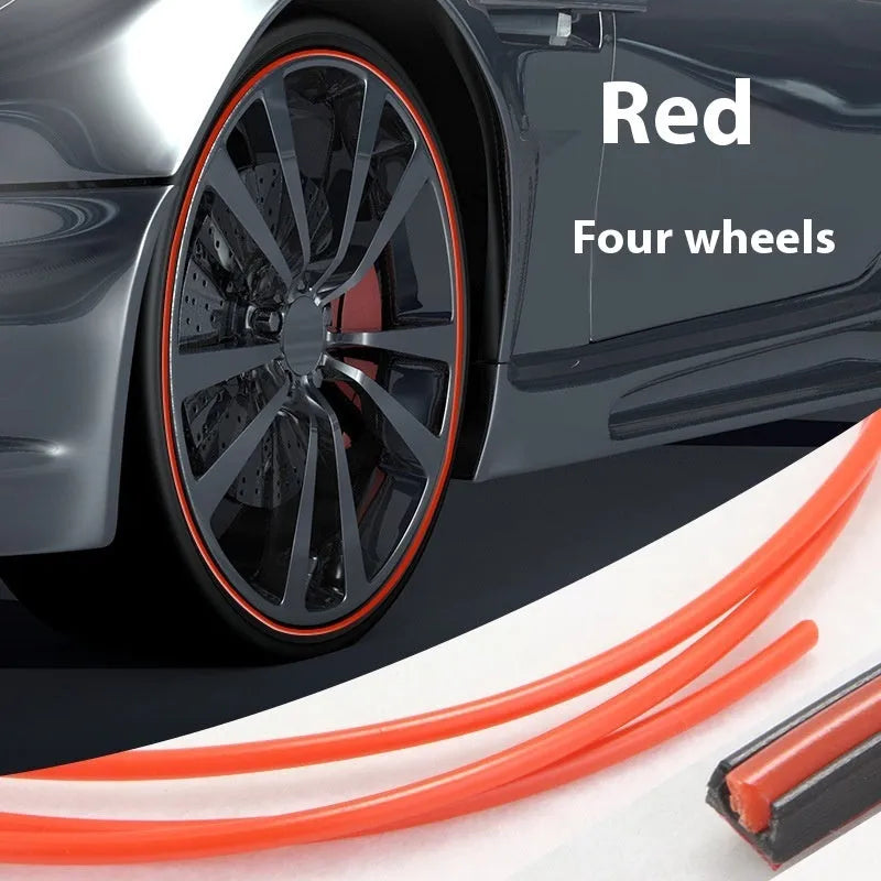PVC car wheel hub decorative strip protective ring in black fitted on a car rim