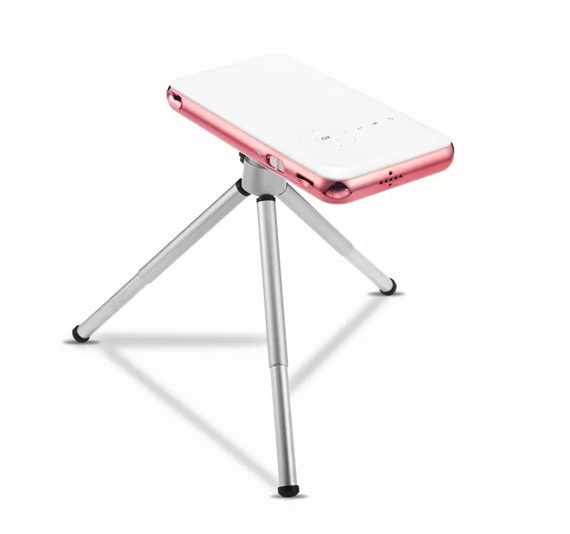 M6S white and rose gold portable DLP Android projector with compact design on table