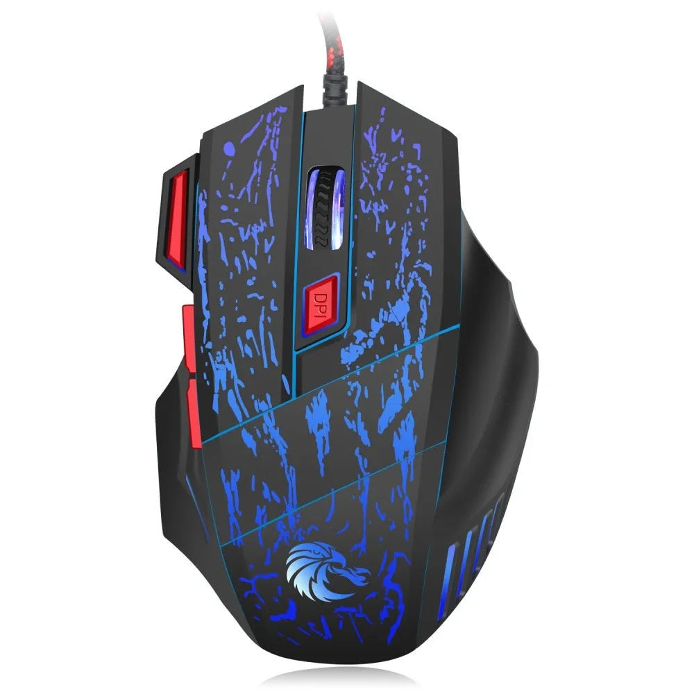 Water Crack H300BK black gaming mouse with RGB lighting effects and USB cable