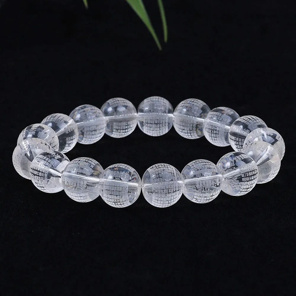 Glass meditation beads engraved with Heart Sutra mantras in three size options