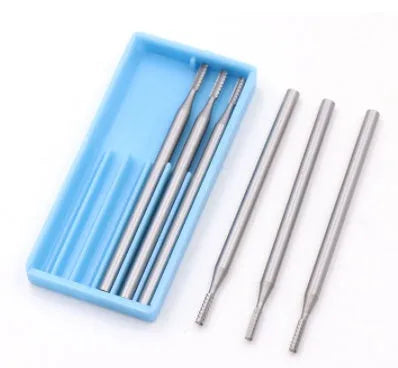 Six tungsten steel carving milling cutter grinding heads with thin disc needle shape and 2.35mm mandrels