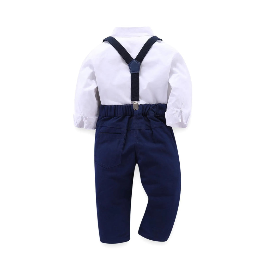 Plain blue boys' formal suit for children aged eight and over, in European-American style.